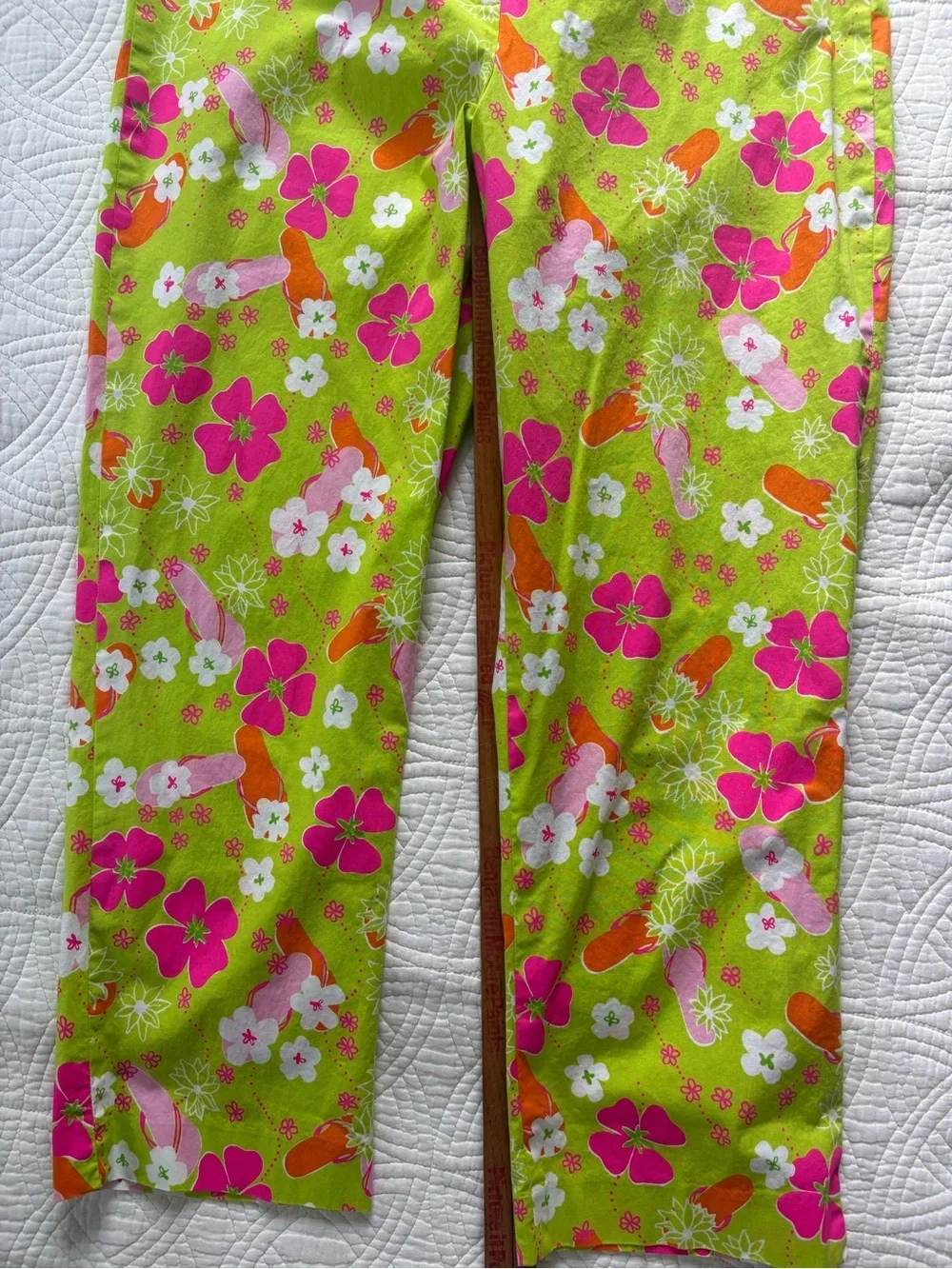 Oilily Girls Bright Lime Green Floral  Pants XL
